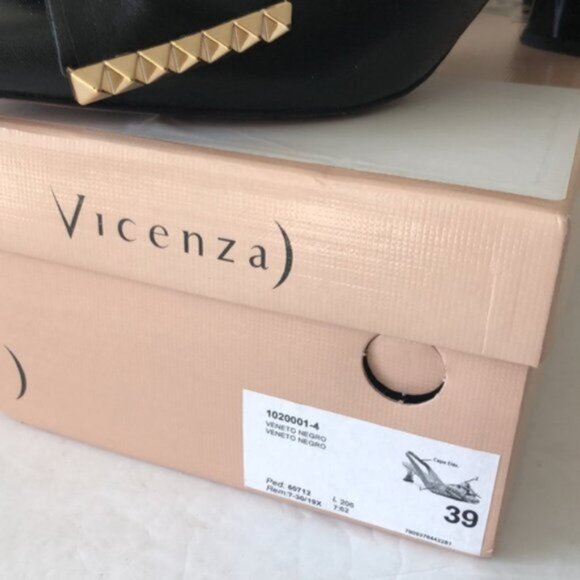 Anthropologie Vicenza Cartagena Sling Back Knot Black Leather Heels Sz 39 - Picture 11 of 12